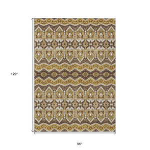 Homeroots 3' Stylish Moroccan Area Rug In Artichoke Green, Gray & Ivory - Washable For Indoor & Outdoor Use 8' X 10' Polyester 594325