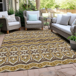 Homeroots 3' Stylish Moroccan Area Rug In Artichoke Green, Gray & Ivory - Washable For Indoor & Outdoor Use 10' X 14' Polyester 594327