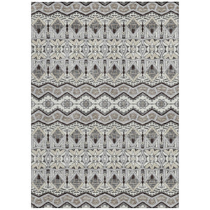 Homeroots 3' Stylish Moroccan Area Rug In Artichoke Green, Gray & Ivory - Washable For Indoor & Outdoor Use 3' X 5' Polyester 594328