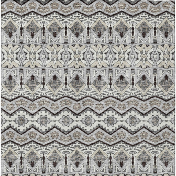 Homeroots 3' Stylish Moroccan Area Rug In Artichoke Green, Gray & Ivory - Washable For Indoor & Outdoor Use 3' X 5' Polyester 594328