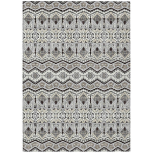 HomeRoots 5' Moroccan-Inspired Gray Brown Ivory Area Rug – Stylish, Washable, Indoor/Outdoor Durability Perfect for Any Space 5' X 8' 594329