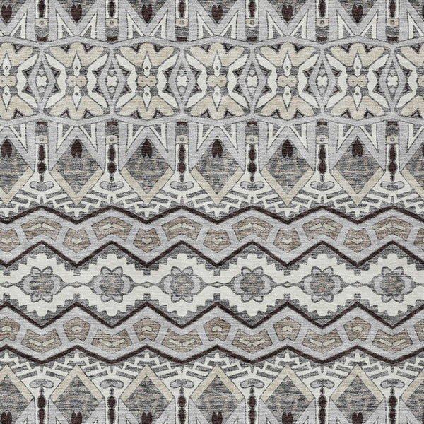 Homeroots 3' Stylish Moroccan Area Rug In Artichoke Green, Gray & Ivory - Washable For Indoor & Outdoor Use 8' X 10' Polyester 594331