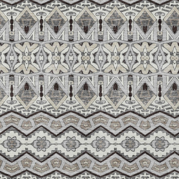 Homeroots 3' Stylish Moroccan Area Rug In Artichoke Green, Gray & Ivory - Washable For Indoor & Outdoor Use 9' X 12' Polyester 594332