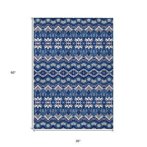Homeroots 3' Stylish Moroccan Area Rug In Artichoke Green, Gray & Ivory - Washable For Indoor & Outdoor Use 3' X 5' Polyester 594334