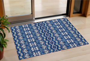 Homeroots 3' Stylish Moroccan Area Rug In Artichoke Green, Gray & Ivory - Washable For Indoor & Outdoor Use 3' X 5' Polyester 594334