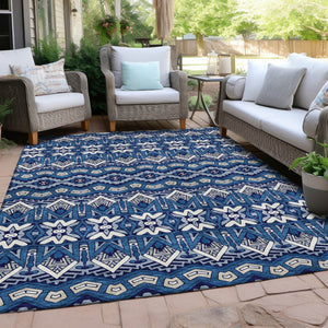 Homeroots 3' Stylish Moroccan Area Rug In Artichoke Green, Gray & Ivory - Washable For Indoor & Outdoor Use 5' X 8' Polyester 594335