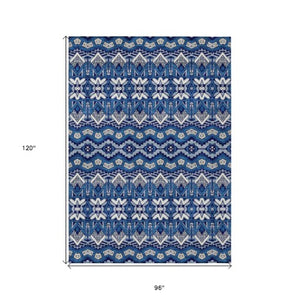 Homeroots 3' Stylish Moroccan Area Rug In Artichoke Green, Gray & Ivory - Washable For Indoor & Outdoor Use 8' X 10' Polyester 594337
