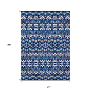 Homeroots 3' Stylish Moroccan Area Rug In Artichoke Green, Gray & Ivory - Washable For Indoor & Outdoor Use 9' X 12' Polyester 594338