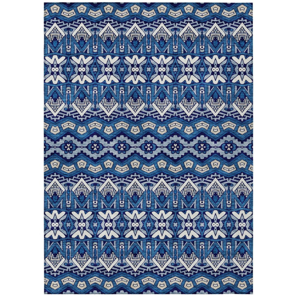 HomeRoots 9' Navy Blue and Ivory Moroccan Area Rug – Stylish, Washable, Durable for Indoor & Outdoor Spaces 9' X 12' 594338
