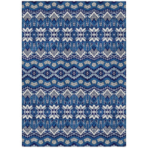 HomeRoots 9' Navy Blue and Ivory Moroccan Area Rug – Stylish, Washable, Durable for Indoor & Outdoor Spaces 9' X 12' 594338
