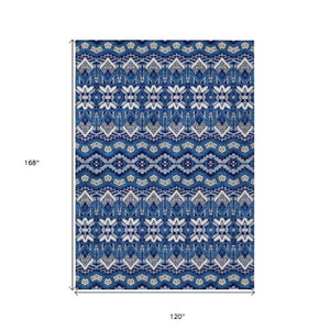 Homeroots 3' Stylish Moroccan Area Rug In Artichoke Green, Gray & Ivory - Washable For Indoor & Outdoor Use 10' X 14' Polyester 594339