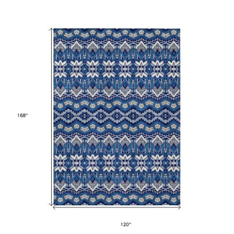 Homeroots 3' Stylish Moroccan Area Rug In Artichoke Green, Gray & Ivory - Washable For Indoor & Outdoor Use 10' X 14' Polyester 594339