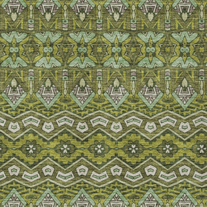 Homeroots 3' Stylish Moroccan Area Rug In Artichoke Green, Gray & Ivory - Washable For Indoor & Outdoor Use 3' X 5' Polyester 594340