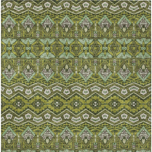 Homeroots 3' Stylish Moroccan Area Rug In Artichoke Green, Gray & Ivory - Washable For Indoor & Outdoor Use 5' X 8' Polyester 594341