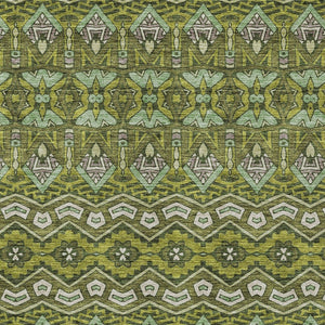 Homeroots 3' Stylish Moroccan Area Rug In Artichoke Green, Gray & Ivory - Washable For Indoor & Outdoor Use 9' X 12' Polyester 594344