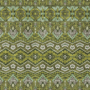 Homeroots 3' Stylish Moroccan Area Rug In Artichoke Green, Gray & Ivory - Washable For Indoor & Outdoor Use 10' X 14' Polyester 594345