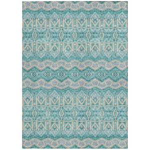 Homeroots 3' Stylish Moroccan Area Rug In Artichoke Green, Gray & Ivory - Washable For Indoor & Outdoor Use 3' X 5' Polyester 594346