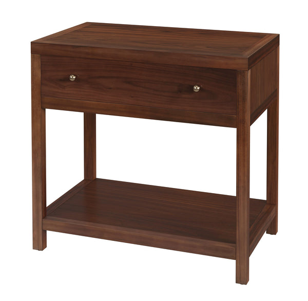 Butler Specialty Company Nora Rectangular Nightstand With Drawer & Open Shelf For Modern Elegance Medium Brown Acacia Wood,Mdf,Pine Wood,Plywood,Veneers 5943489-butler