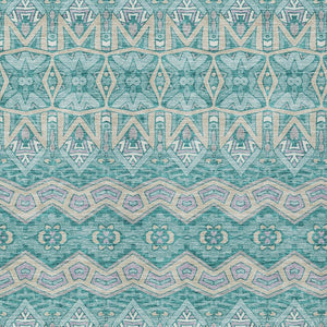 Homeroots 3' Stylish Moroccan Area Rug In Artichoke Green, Gray & Ivory - Washable For Indoor & Outdoor Use 8' X 10' Polyester 594349