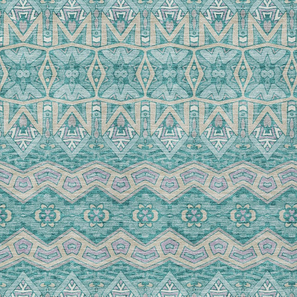 Homeroots 3' Stylish Moroccan Area Rug In Artichoke Green, Gray & Ivory - Washable For Indoor & Outdoor Use 8' X 10' Polyester 594349