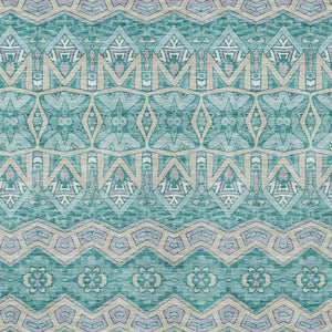 Homeroots 3' Stylish Moroccan Area Rug In Artichoke Green, Gray & Ivory - Washable For Indoor & Outdoor Use 10' X 14' Polyester 594351