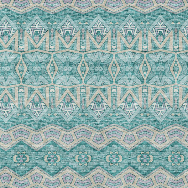 Homeroots 3' Stylish Moroccan Area Rug In Artichoke Green, Gray & Ivory - Washable For Indoor & Outdoor Use 10' X 14' Polyester 594351