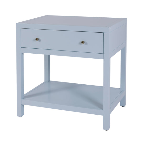 Butler Specialty Butler Light Blue Wide Nightstand with Two Smooth-Glide Drawers, Open Shelf & Gold Knob Accents 30"W x 19"D x 30"H 5943522