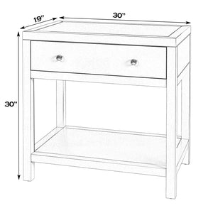 Butler Specialty Butler Light Blue Wide Nightstand with Two Smooth-Glide Drawers, Open Shelf & Gold Knob Accents 30"W x 19"D x 30"H 5943522