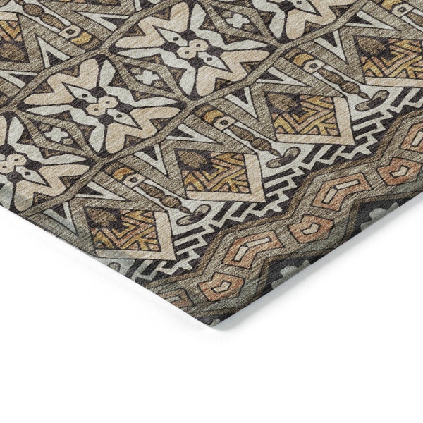Homeroots 3' Stylish Moroccan Area Rug In Artichoke Green, Gray & Ivory - Washable For Indoor & Outdoor Use 3' X 5' Polyester 594352
