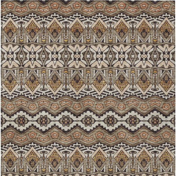 Homeroots 3' Stylish Moroccan Area Rug In Artichoke Green, Gray & Ivory - Washable For Indoor & Outdoor Use 5' X 8' Polyester 594353