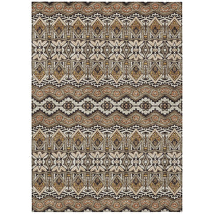 HomeRoots 5' Taupe Brown and Ivory Moroccan Area Rug - Durable, Washable Design for Indoor and Outdoor Use 5' X 8' 594353