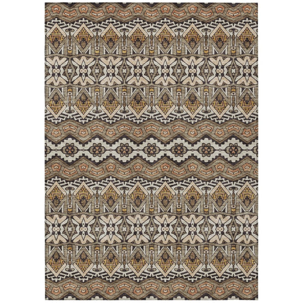 HomeRoots 5' Taupe Brown and Ivory Moroccan Area Rug - Durable, Washable Design for Indoor and Outdoor Use 8' X 10' 594355