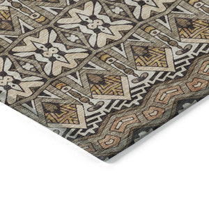 Homeroots 3' Stylish Moroccan Area Rug In Artichoke Green, Gray & Ivory - Washable For Indoor & Outdoor Use 9' X 12' Polyester 594356