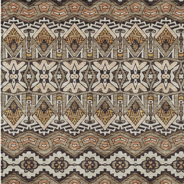 Homeroots 3' Stylish Moroccan Area Rug In Artichoke Green, Gray & Ivory - Washable For Indoor & Outdoor Use 10' X 14' Polyester 594357