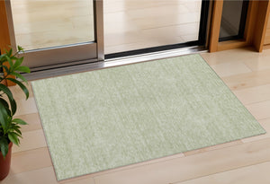 Homeroots 3' Artichoke Green & Ivory Geometric Washable Area Rug For Indoor And Outdoor Spaces, Durable Design 3' X 5' Polyester 594358