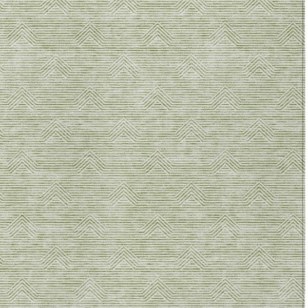 Homeroots 3' Artichoke Green & Ivory Geometric Washable Area Rug For Indoor And Outdoor Spaces, Durable Design 3' X 5' Polyester 594358