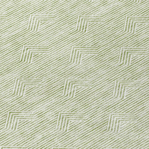 Homeroots 3' Artichoke Green & Ivory Geometric Washable Area Rug For Indoor And Outdoor Spaces, Durable Design 8' Round Polyester 594360