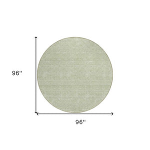 Homeroots 3' Artichoke Green & Ivory Geometric Washable Area Rug For Indoor And Outdoor Spaces, Durable Design 8' Round Polyester 594360