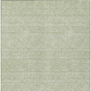 Homeroots 3' Artichoke Green & Ivory Geometric Washable Area Rug For Indoor And Outdoor Spaces, Durable Design 9' X 12' Polyester 594362
