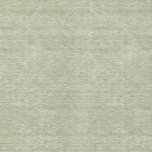 Homeroots 3' Artichoke Green & Ivory Geometric Washable Area Rug For Indoor And Outdoor Spaces, Durable Design 9' X 12' Polyester 594362