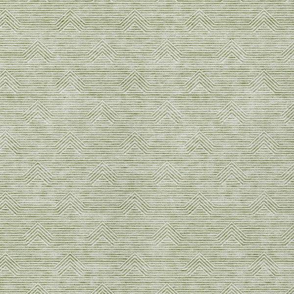 Homeroots 3' Artichoke Green & Ivory Geometric Washable Area Rug For Indoor And Outdoor Spaces, Durable Design 9' X 12' Polyester 594362