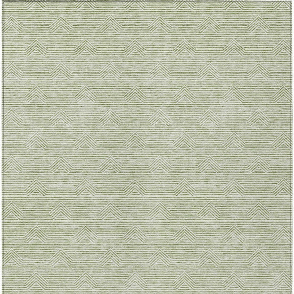 Homeroots 3' Artichoke Green & Ivory Geometric Washable Area Rug For Indoor And Outdoor Spaces, Durable Design 10' X 14' Polyester 594363