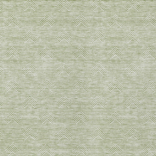 Homeroots 3' Artichoke Green & Ivory Geometric Washable Area Rug For Indoor And Outdoor Spaces, Durable Design 10' X 14' Polyester 594363