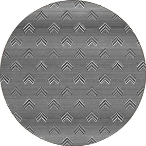 Homeroots 3' Artichoke Green & Ivory Geometric Washable Area Rug For Indoor And Outdoor Spaces, Durable Design 8' Round Polyester 594366