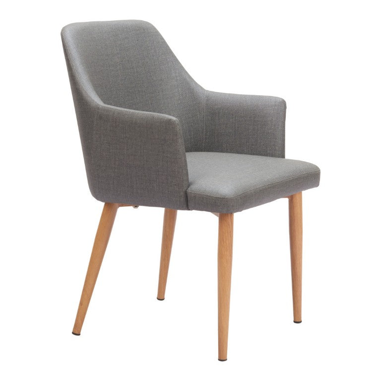 HomeRoots Set of Two Faux Leather Upholstered Wood Frame Dining Arm Chairs for Modern Homes 594369