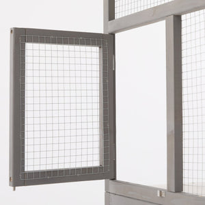 English Elm Outdoor Fir Wood Window Catio Enclosure with Four Climbing Platforms for Cats Grey,White N719P418371K