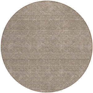 Homeroots 3' Artichoke Green & Ivory Geometric Washable Area Rug For Indoor And Outdoor Spaces, Durable Design 8' Round Polyester 594373