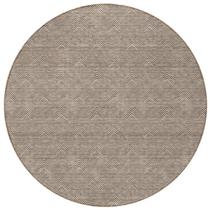 Homeroots 3' Artichoke Green & Ivory Geometric Washable Area Rug For Indoor And Outdoor Spaces, Durable Design 8' Round Polyester 594373