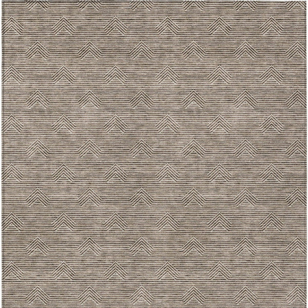 Homeroots 3' Artichoke Green & Ivory Geometric Washable Area Rug For Indoor And Outdoor Spaces, Durable Design 8' X 10' Polyester 594374