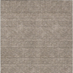 Homeroots 3' Artichoke Green & Ivory Geometric Washable Area Rug For Indoor And Outdoor Spaces, Durable Design 10' X 14' Polyester 594376